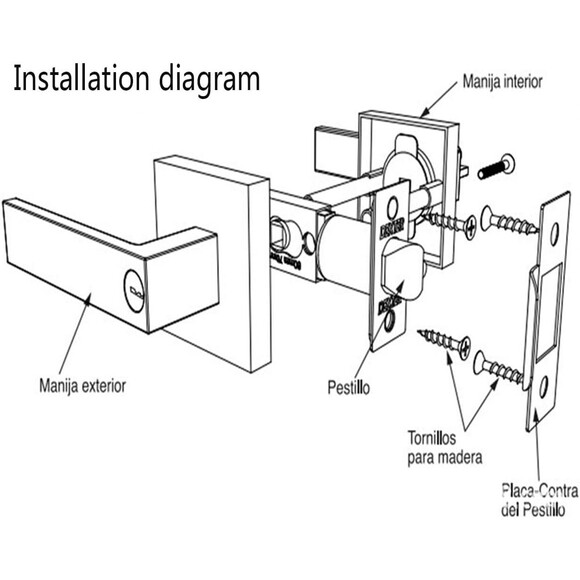 Square Entrance Lever Exterior Door Lock Set Reversible Heavy Duty Silver - Picture 6 of 14